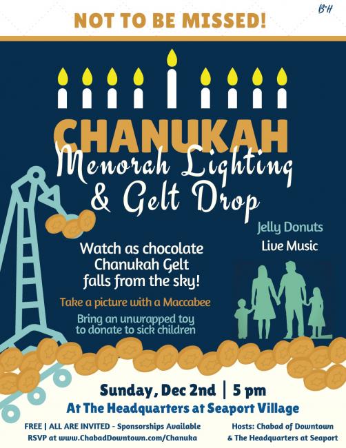 Chanukah Menorah Lighting & Gelt Drop
