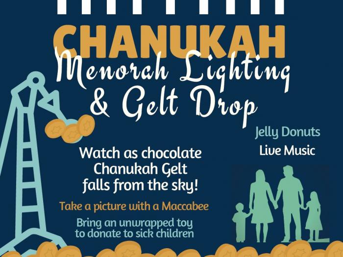 Chanukah Menorah Lighting & Gelt Drop